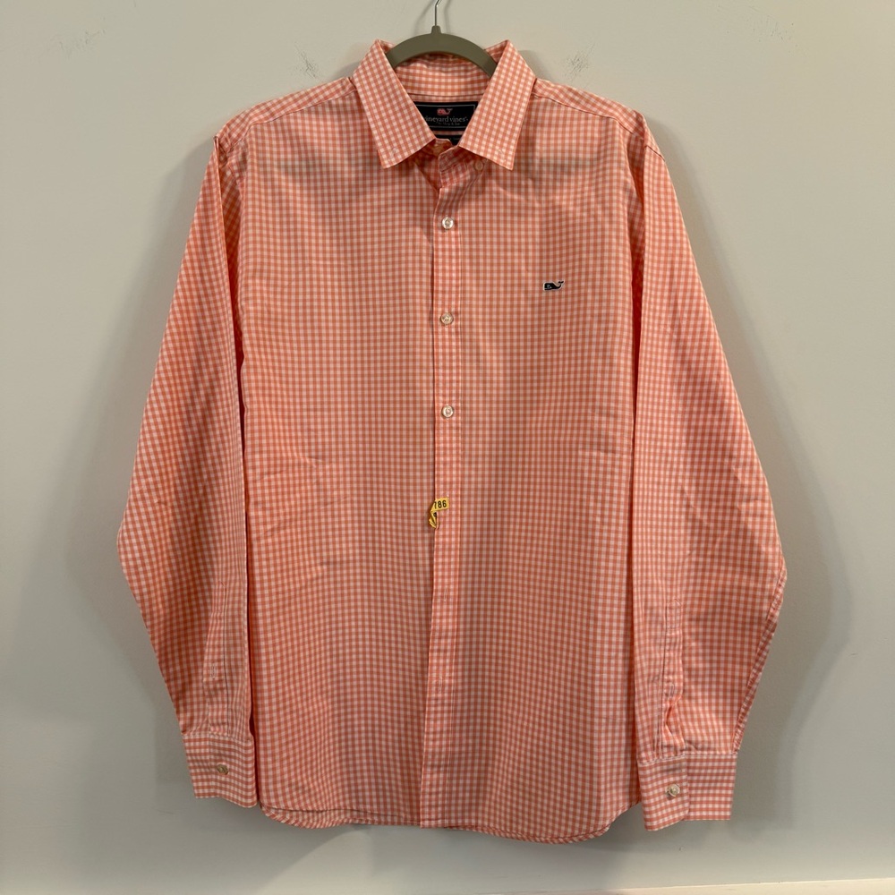 Vineyard Vines Orange and White Casual Button Down Shirt